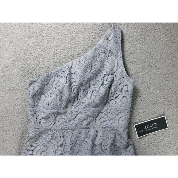 New J.crew Dress Womens 8 Gray Alexa Dress in Leavers Lace One Shoulder A9024 - Picture 4 of 10